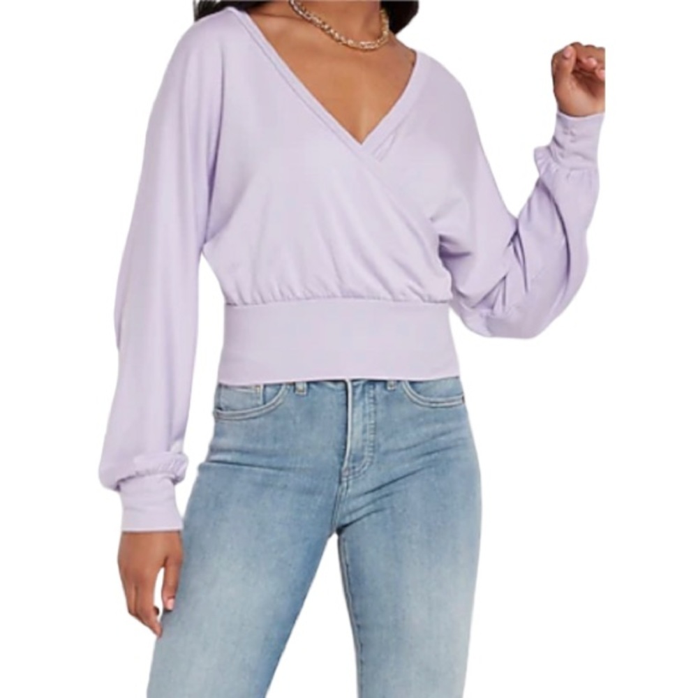 EXPRESS Solid Wrap Front Sweatshirt